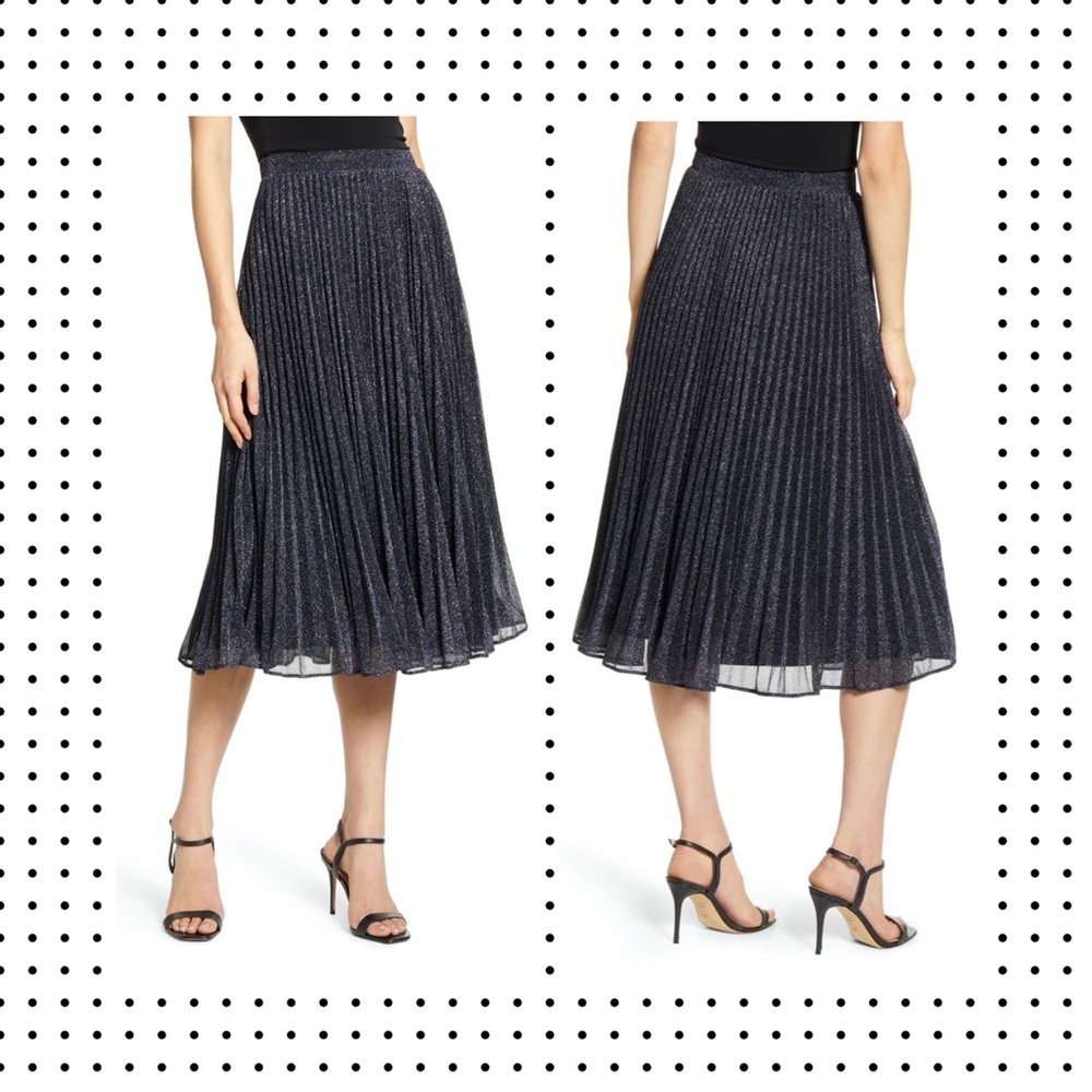 NWT Chelsea28 - Shimmery Pleated Midi Skirt L
